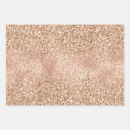 Peach Rose Gold Glitzy Glitzer Geschenkpapier Set (Vorderseite 3)