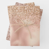 Peach Rose Gold Glitzy Glitzer Geschenkpapier Set (Beispiel)