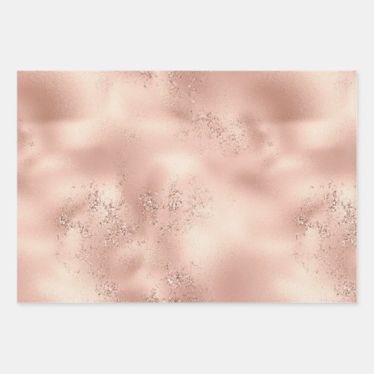 Peach Rose Gold Glitzy Glitzer Geschenkpapier Set (Vorderseite 2)