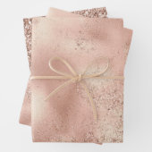 Peach Rose Gold Glitzy Glitzer Geschenkpapier Set (Beispiel)