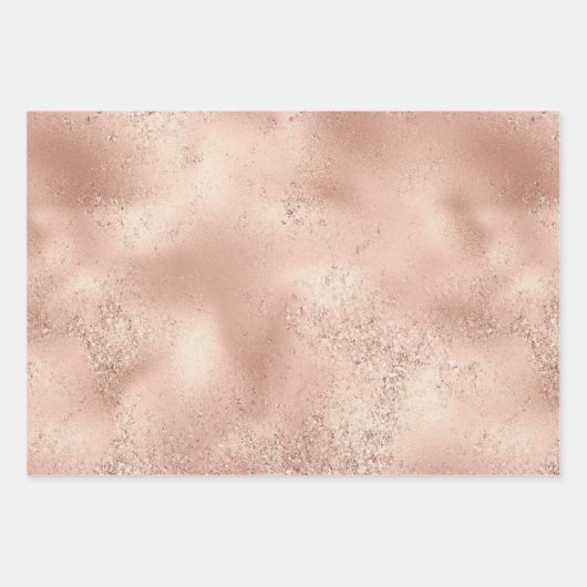 Peach Rose Gold Glitzy Glitzer Geschenkpapier Set (Vorderseite)