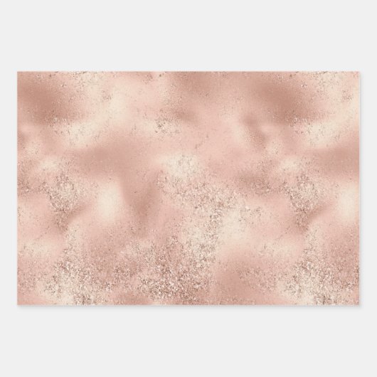 Peach Rose Gold Glitzy Glitzer Sparkone Geschenkpapier Set (Vorderseite 2)