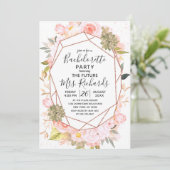 Peach & Rose Gold Junggeselinnen-Abschied Einladun Einladung (Stehend Vorderseite)