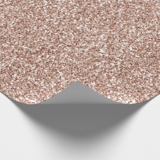Peach Rose Gold Luxe Glitzer Geschenkpapier (Ecke)