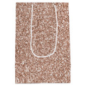 Peach Rose Gold Luxe Glitzer Mittlere Geschenktüte (Rückseite)