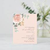 Peach Rose Gold QR UAWG budget Einladung Hochzeit (Stehend Vorderseite)
