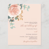 Peach Rose Gold QR UAWG budget Einladung Hochzeit (Vorderseite)