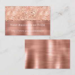 Peach Rose Gold Sparkle Leopard Glitz Visitenkarte