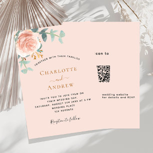 Peach Rose Goldgrün QR UAWG Luxus Hochzeit Einladung