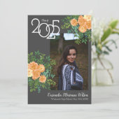 Peach Rose Gray Foto Abschluss Ankündigung (Stehend Vorderseite)