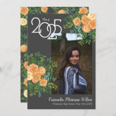 Peach Rose Gray Foto Abschluss Ankündigung (Vorne/Hinten)