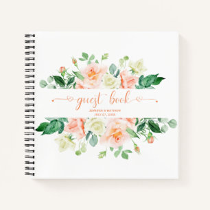 Peach Rose Greenerity Wedding Gästebuch Notizblock