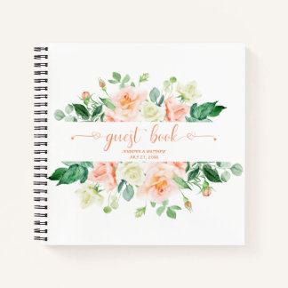 Peach Rose Greenerity Wedding Gästebuch Notizblock