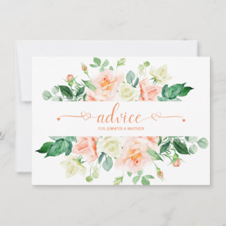 Peach Rose Greenery Typografy Advice Cards
