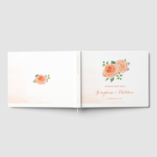 Peach Rose Hochzeit Gästebuch (Voll)