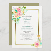 Peach Rose Hochzeit Probe Abendessen Einladung (Vorne/Hinten)