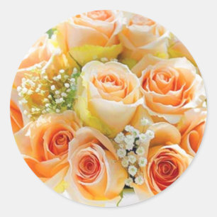 Peach Rose Hochzeitsticker für Umschlag Aufkleber