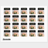 Peach Rose Hochzeitsticker Quadratischer Aufkleber (Blatt)
