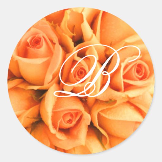 Peach-Rose Hochzeitstickervorlage Runder Aufkleber (Vorderseite)
