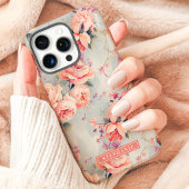 Peach Rose Individuelle Name Floral Case-Mate iPhone Hülle