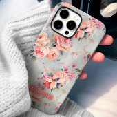 Peach Rose Individuelle Name Floral Case-Mate iPhone Hülle