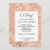 Peach Rose Leopard Glitz Einladung (Vorne/Hinten)