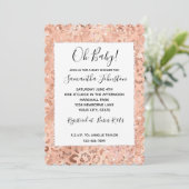 Peach Rose Leopard Glitz Einladung (Stehend Vorderseite)