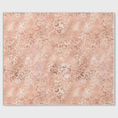Peach Rose Leopard Glitz Geschenkpapier (Flach)