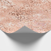 Peach Rose Leopard Glitz Geschenkpapier (Ecke)