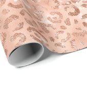 Peach Rose Leopard Glitz Geschenkpapier (Rolleneckpunkt)