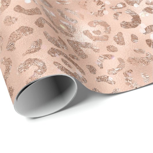 Peach Rose Leopard Glitz Geschenkpapier (Rolleneckpunkt)