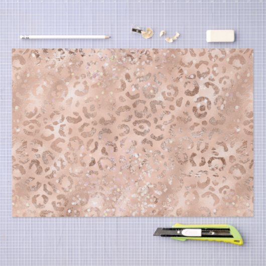 Peach Rose Leopard Glitz Seidenpapier (Handwerk)