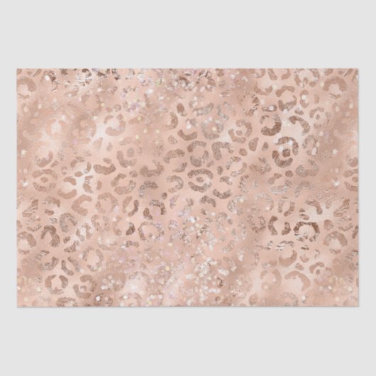 Peach Rose Leopard Glitz Seidenpapier (Vorderseite)