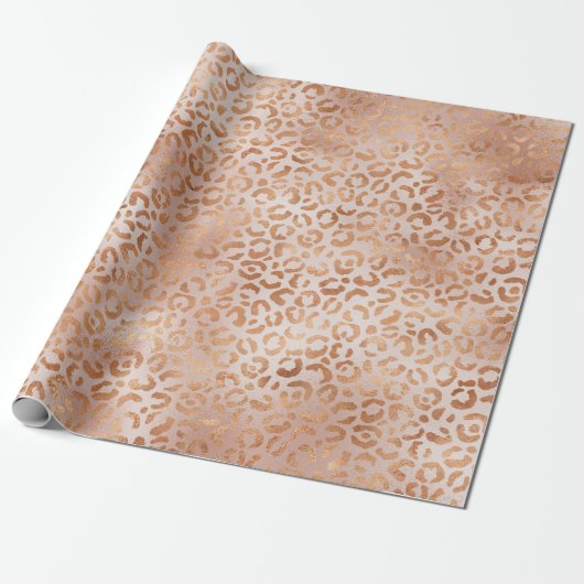 Peach Rose Leopard Print Geschenkpapier (Ungerollt)