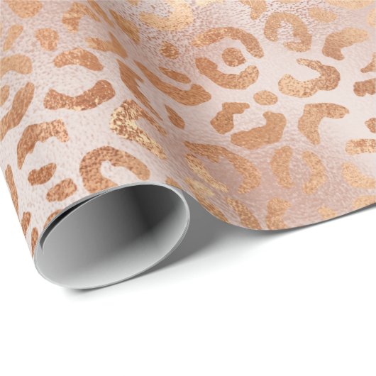Peach Rose Leopard Print Geschenkpapier (Rolleneckpunkt)