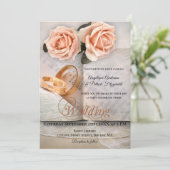 Peach Rose Liebe Storybuch Hochzeit Einladung (Stehend Vorderseite)