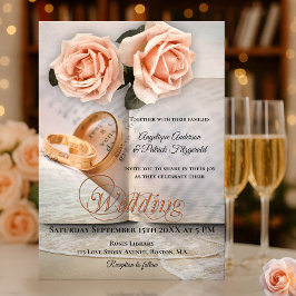 Peach Rose Liebe Storybuch Hochzeit Einladung