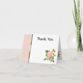Peach Rose mit Goldrassensehen Dankeskarte