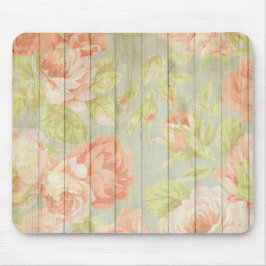Peach Rose Muster Länderzaun Mousepad