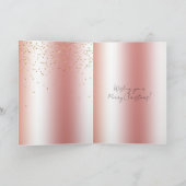 Peach Rose Ombre Gold Bokeh Glitter Christmas Karte (Innenseite)