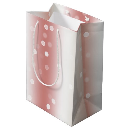 Peach Rose Ombre Gold Christmas Mittlere Geschenktüte (Rückseite Schrägansicht)