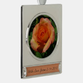 Peach Rose Orange Floral Fotografie Banner-Ornament Silber (Rechts)