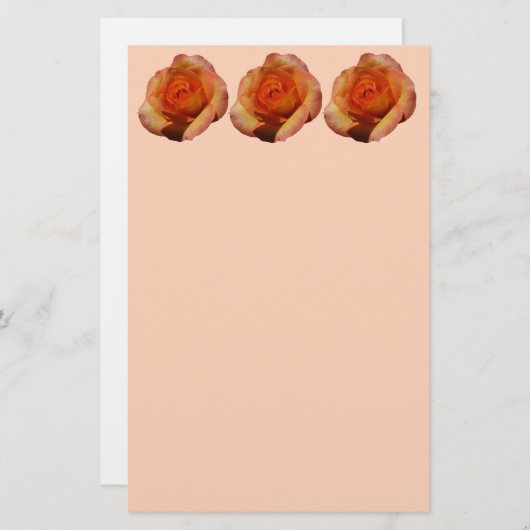 Peach Rose Orange Floral Fotografie Briefpapier (Vorne/Hinten)