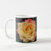 Peach Rose Orange Floral Fotografie Kaffeetasse (Links)