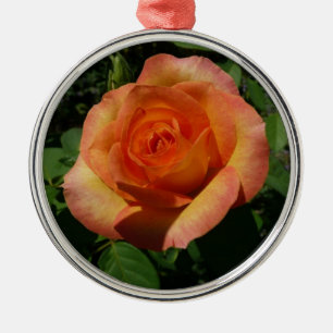 Peach Rose Orange Floral Fotografie Ornament Aus Metall