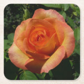 Peach Rose Orange Floral Fotografie Rechteckiger Pappuntersetzer (Vorderseite)