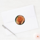 Peach Rose Orange Floral Fotografie Runder Aufkleber (Umschlag)
