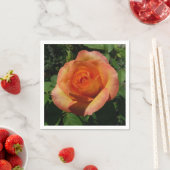 Peach Rose Orange Floral Fotografie Serviette (Beispiel)
