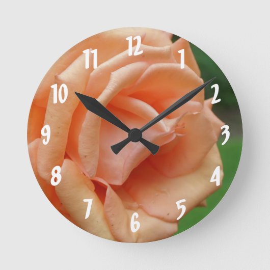 Peach Rose Petals Blume Runde Wanduhr (Vorderseite)