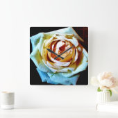 Peach-Rose Quadratische Wanduhr (Zuhause)